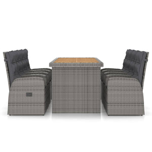 Set da Pranzo da Esterno 9 pz con Cuscini in Polyrattan Grigio 3059341