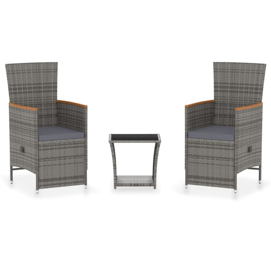 Set Divani da Giardino 3 pz con Cuscini in Polyrattan Grigio 3059365