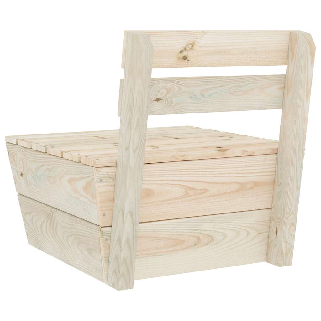 Divano Centrale Componibile su Pallet-Sofa Modulare-Divanetto Legno di Abete Impregnato