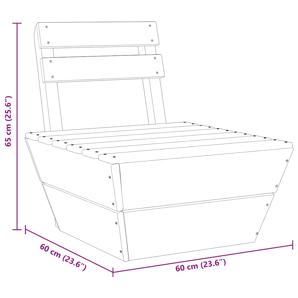 Divano Centrale Componibile su Pallet-Sofa Modulare-Divanetto Legno di Abete Impregnato