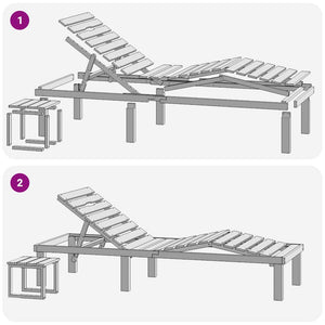 Lettino Prendisole con Tavolino in Legno di Pino Impregnato cod mxl 19857