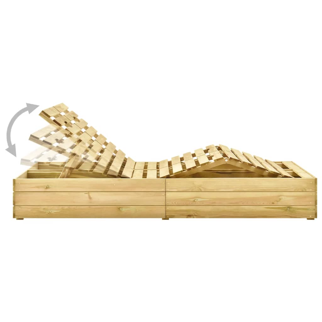 Lettino Prendisole Doppio in Legno di Pino Impregnato cod mxl 17136