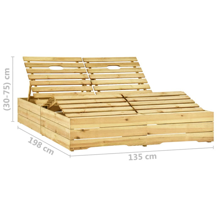 Lettino Prendisole Doppio in Legno di Pino Impregnato cod mxl 17136