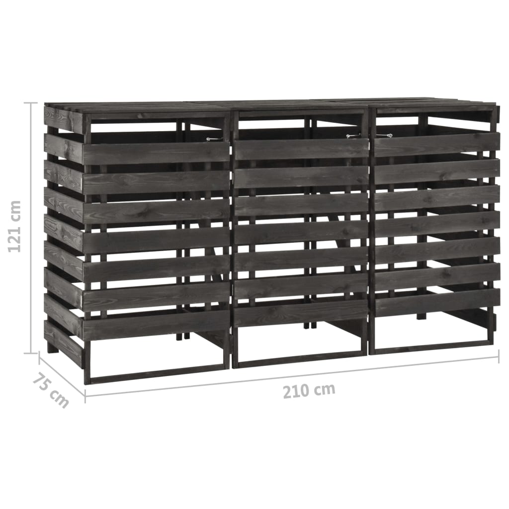 Copribidone Triplo 210x75x121 cm in Legno di Pino Verniciato 315412