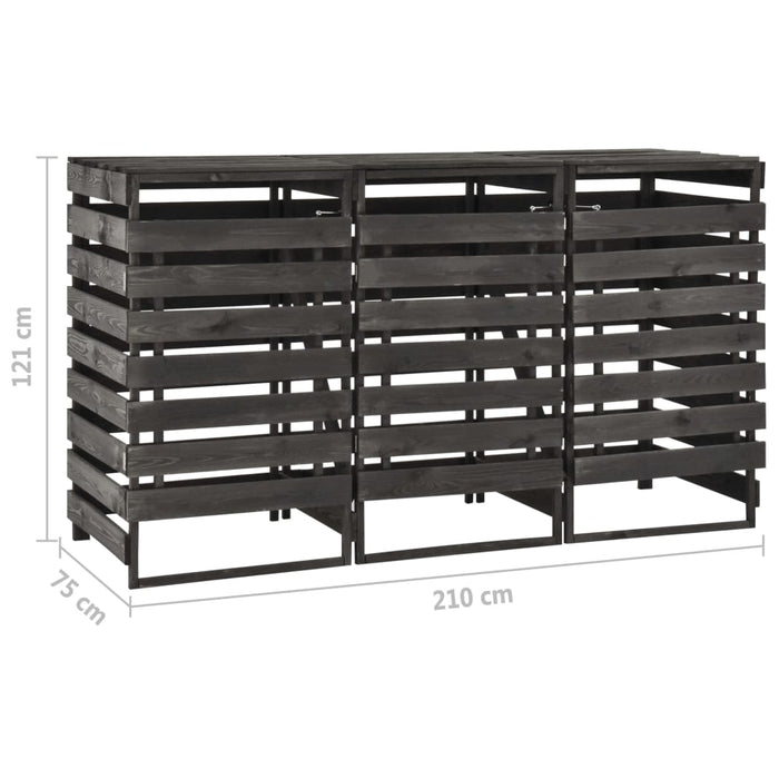 Copribidone Triplo 210x75x121 cm in Legno di Pino Verniciato 315412