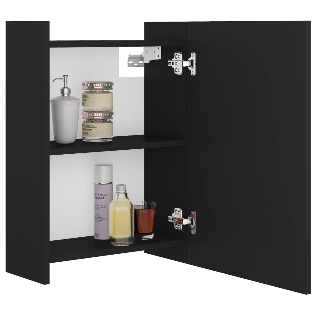 Mobile Bagno con Specchio Nero 62,5x20,5x64cm Legno Multistrato 803309