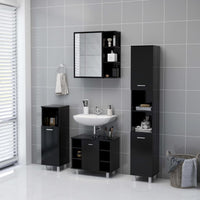 Mobile Bagno con Specchio Nero 62,5x20,5x64cm Legno Multistrato 803309