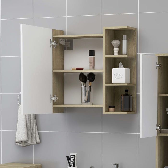 Mobile Bagno Specchio Bianco Sonoma 62,5x20,5x64cm Multistrato 803313