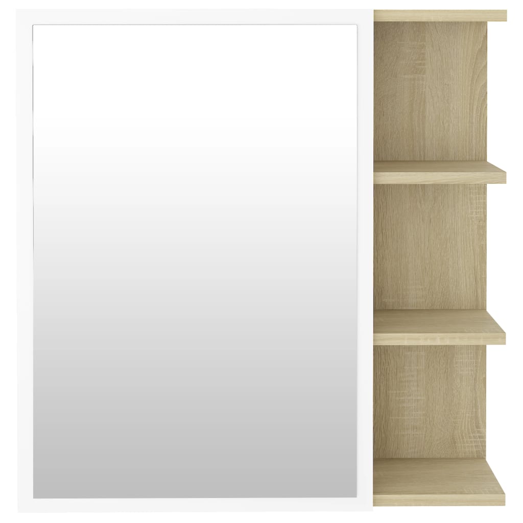 Mobile Bagno Specchio Bianco Sonoma 62,5x20,5x64cm Multistrato 803313