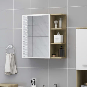 Mobile Bagno Specchio Bianco Sonoma 62,5x20,5x64cm Multistrato 803313
