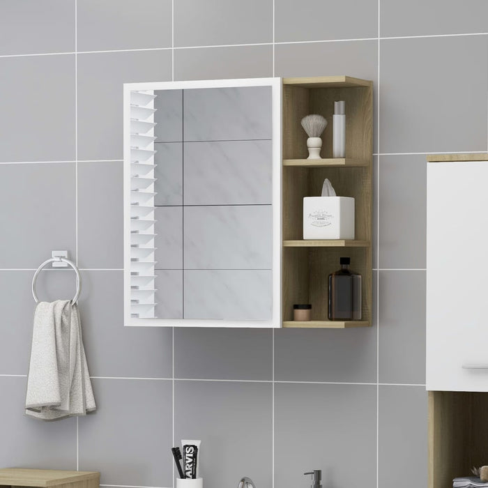 Mobile Bagno Specchio Bianco Sonoma 62,5x20,5x64cm Multistrato 803313
