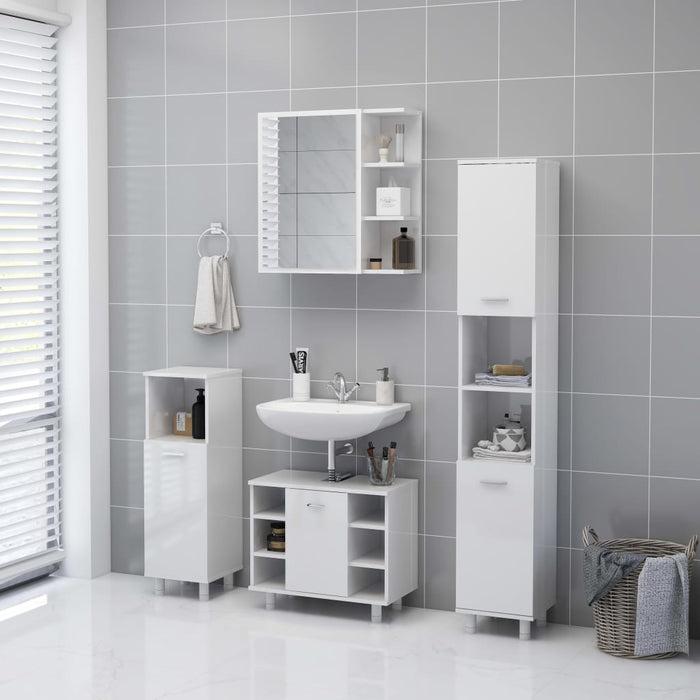 Mobile Bagno Specchio Bianco Lucido 62,5x20,5x64cm Multistrato 803314