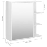 Mobile Bagno Specchio Bianco Lucido 62,5x20,5x64cm Multistrato 803314
