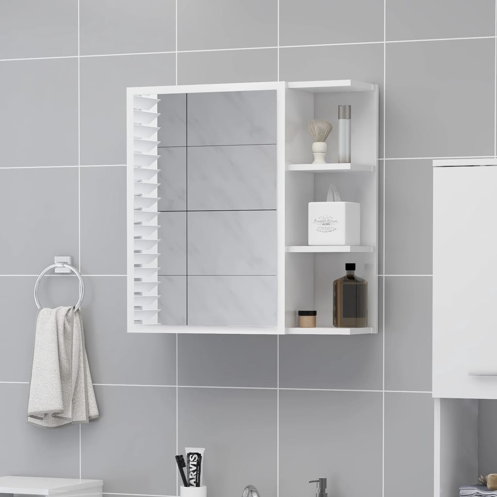 Mobile Bagno Specchio Bianco Lucido 62,5x20,5x64cm Multistrato 803314