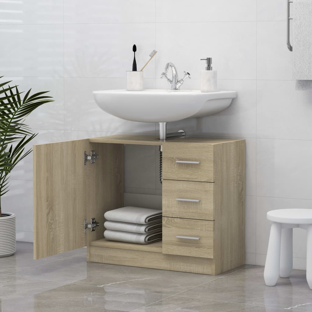 Mobile Sottolavabo Rovere Sonoma 63x30x54 cm Legno Multistrato 804187