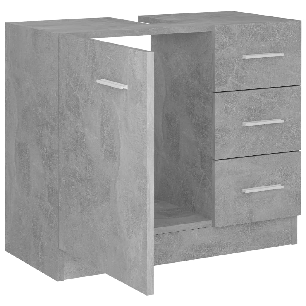 Mobile Sottolavabo-Armadietto da bagno Grigio Cemento 63x30x54 cm Legno Multistrato