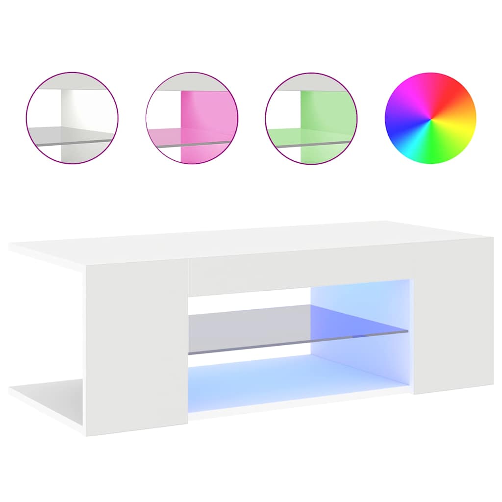 Mobile Porta TV con Luci LED Bianco 90x39x30 cm