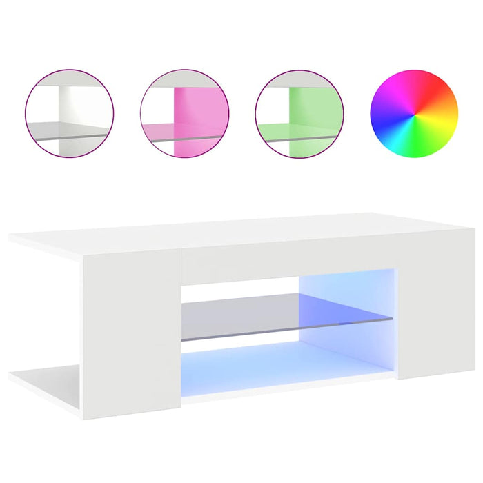 Mobile Porta TV con Luci LED Bianco 90x39x30 cm