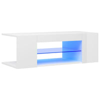 Mobile Porta TV con Luci LED Bianco Lucido 90x39x30 cm 804244