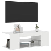 Mobile Porta TV con Luci LED Bianco Lucido 90x39x30 cm 804244