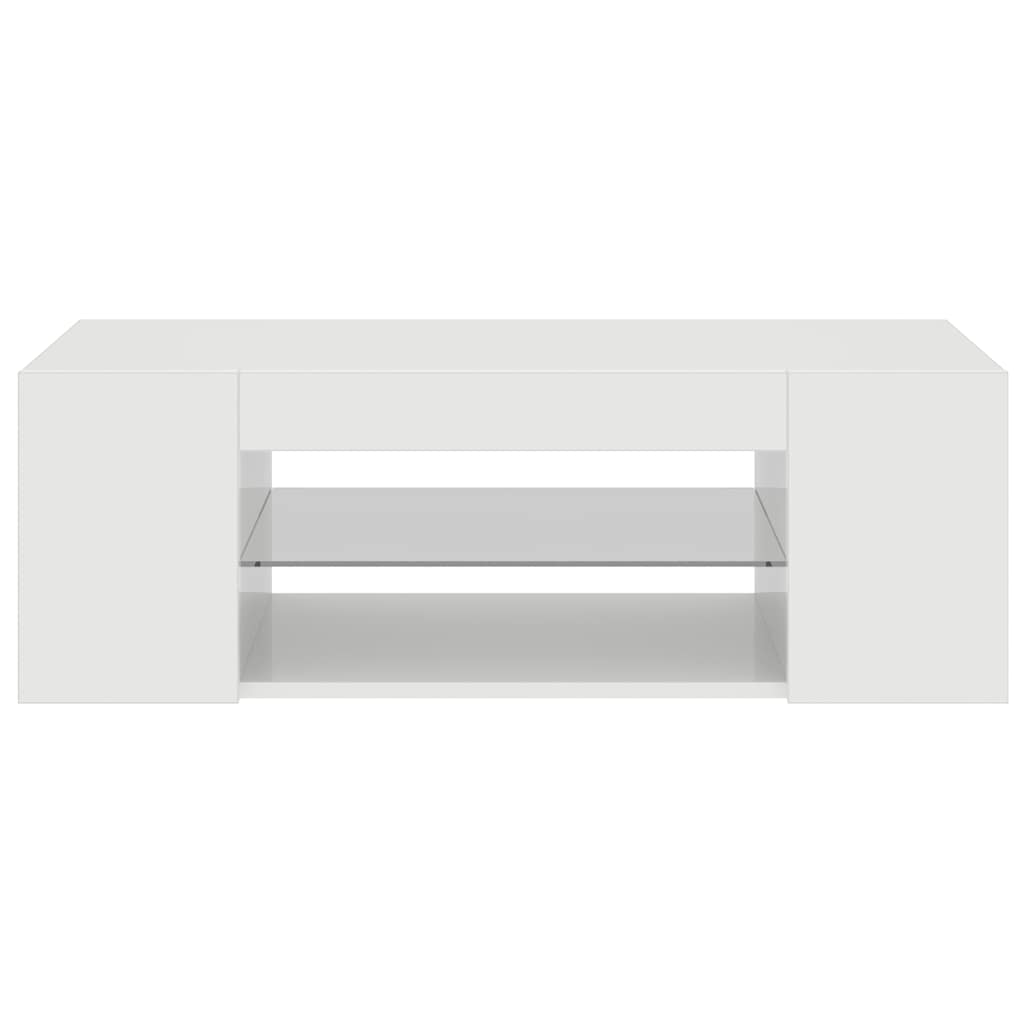 Mobile Porta TV con Luci LED Bianco Lucido 90x39x30 cm 804244