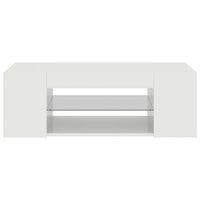 Mobile Porta TV con Luci LED Bianco Lucido 90x39x30 cm 804244