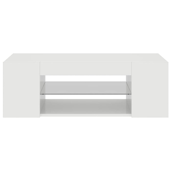 Mobile Porta TV con Luci LED Bianco Lucido 90x39x30 cm 804244