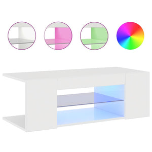 Mobile Porta TV con Luci LED Bianco Lucido 90x39x30 cm 804244