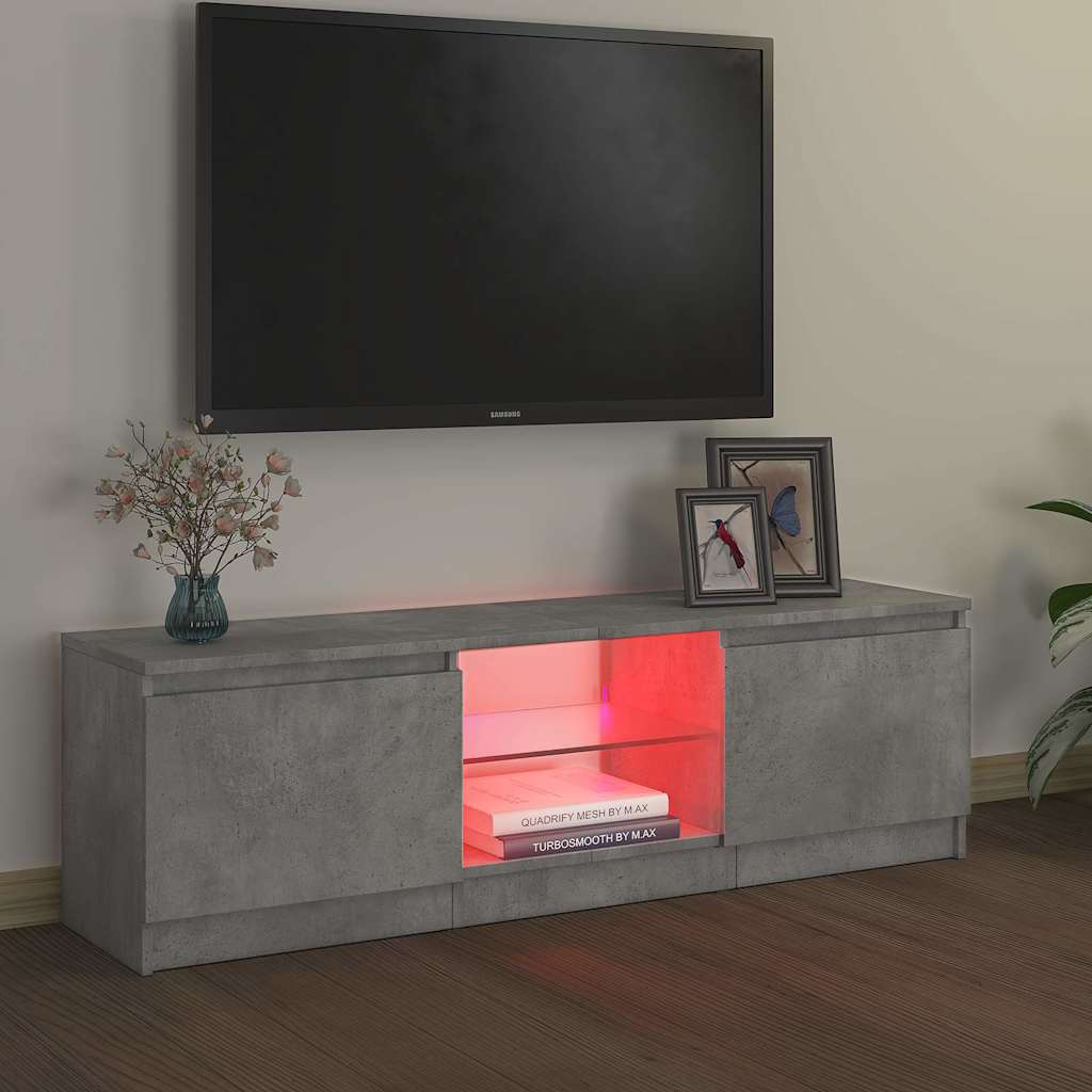 Mobile Porta TV con Luci LED Grigio Cemento 120x30x35,5 cm 804287