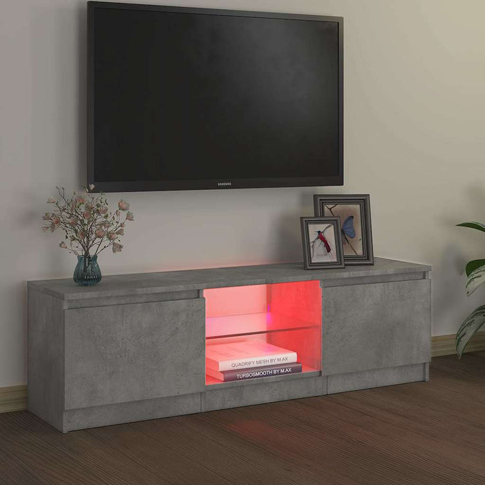 Mobile Porta TV con Luci LED Grigio Cemento 120x30x35,5 cm 804287
