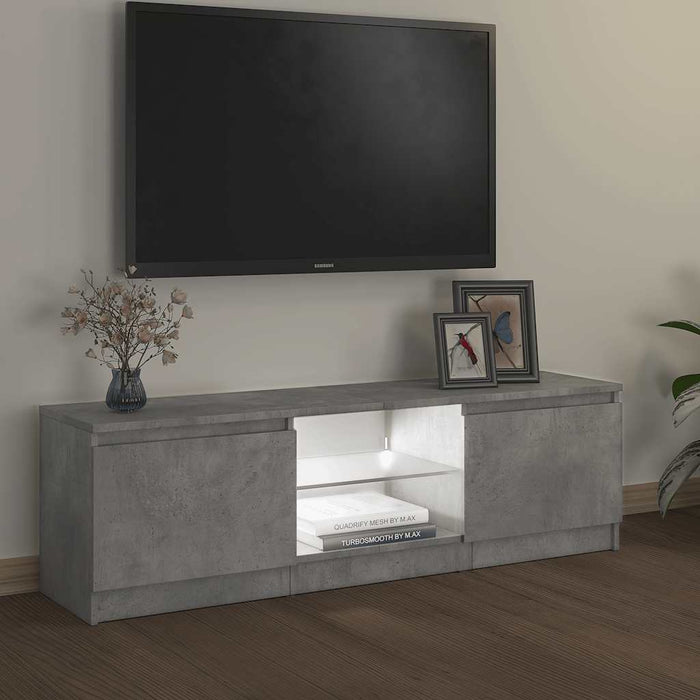 Mobile Porta TV con Luci LED Grigio Cemento 120x30x35,5 cm 804287