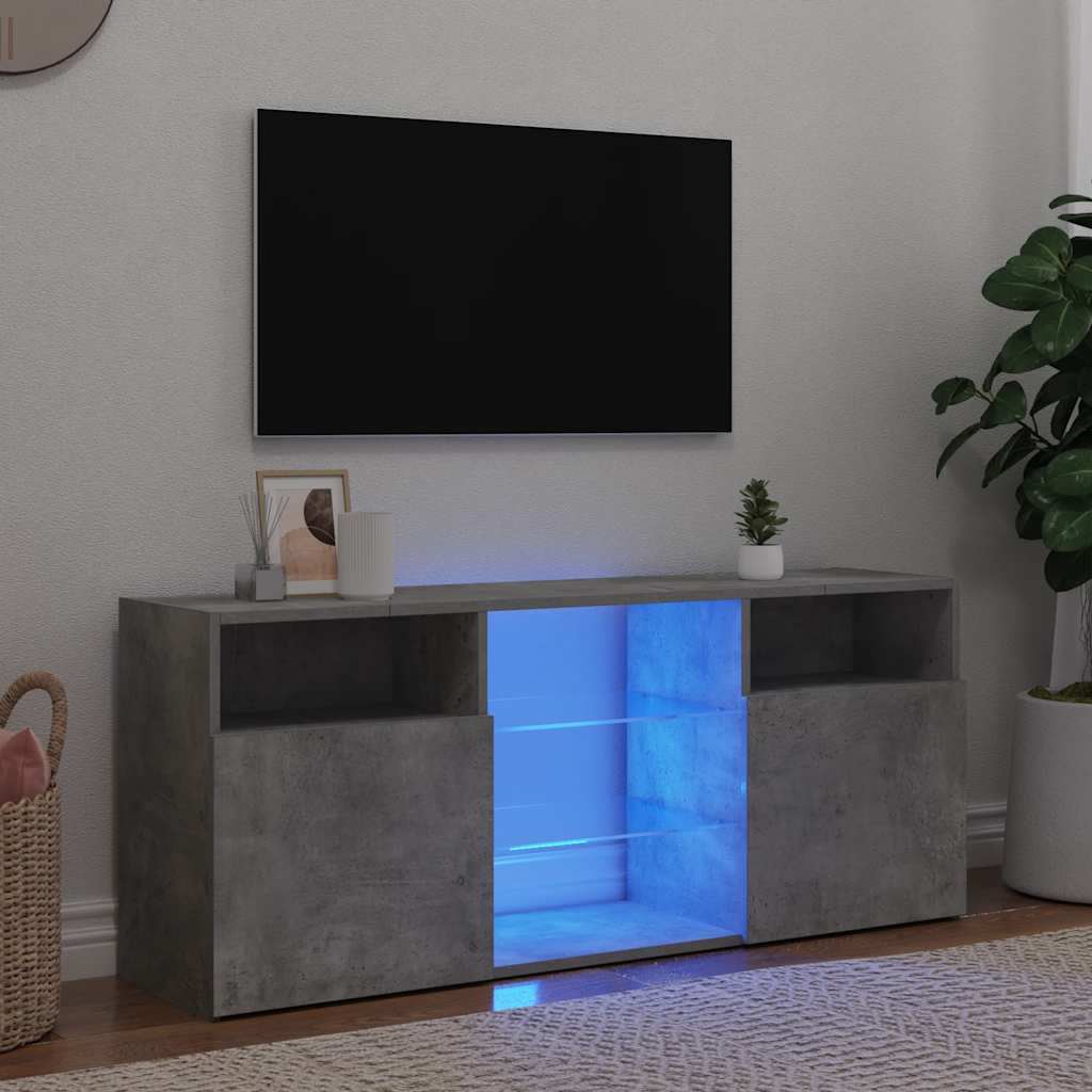 Mobile Porta TV con Luci LED Grigio Cemento 120x30x50 cm