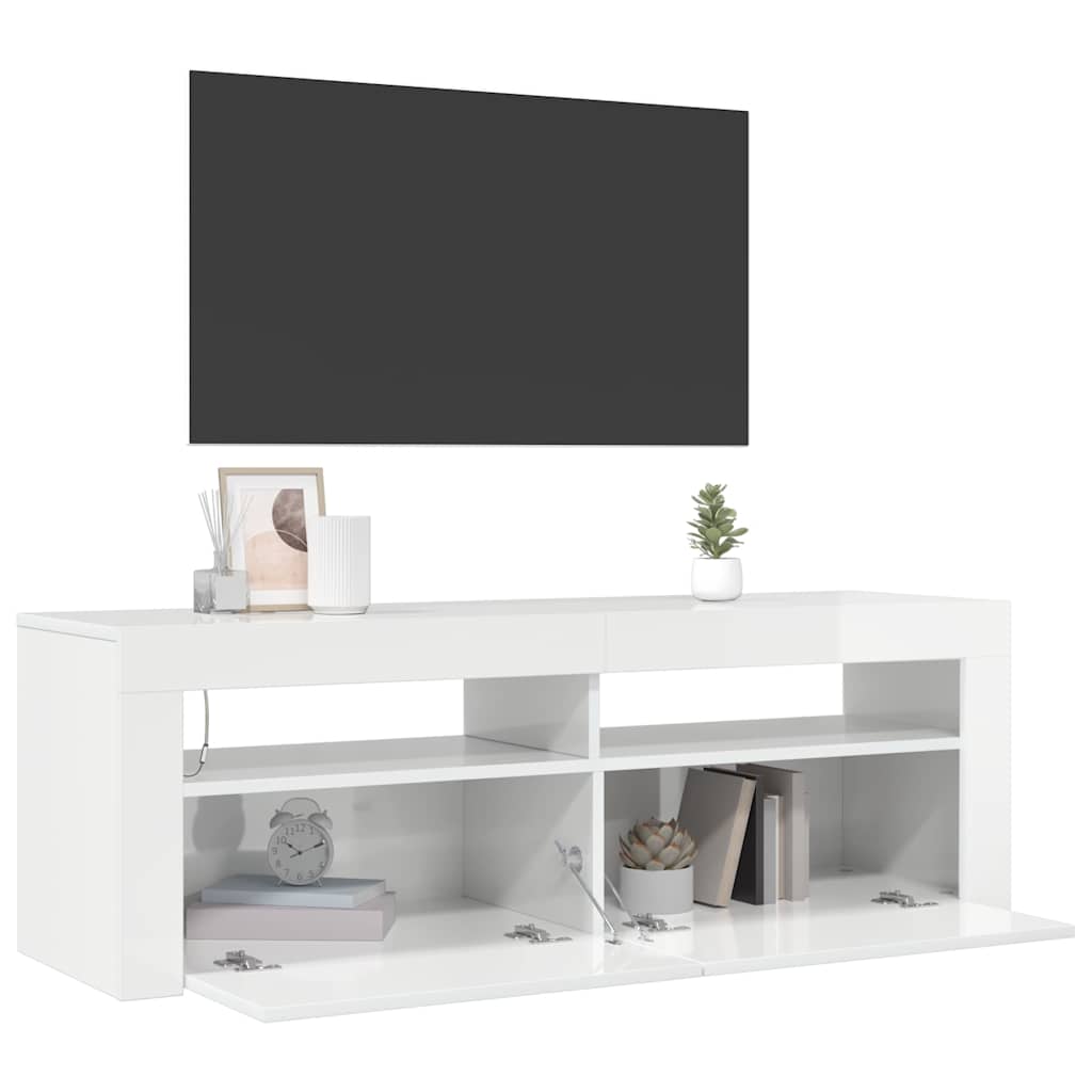 Mobile Porta TV con Luci LED Bianco Lucido 120x35x40 cm cod mxl 54481