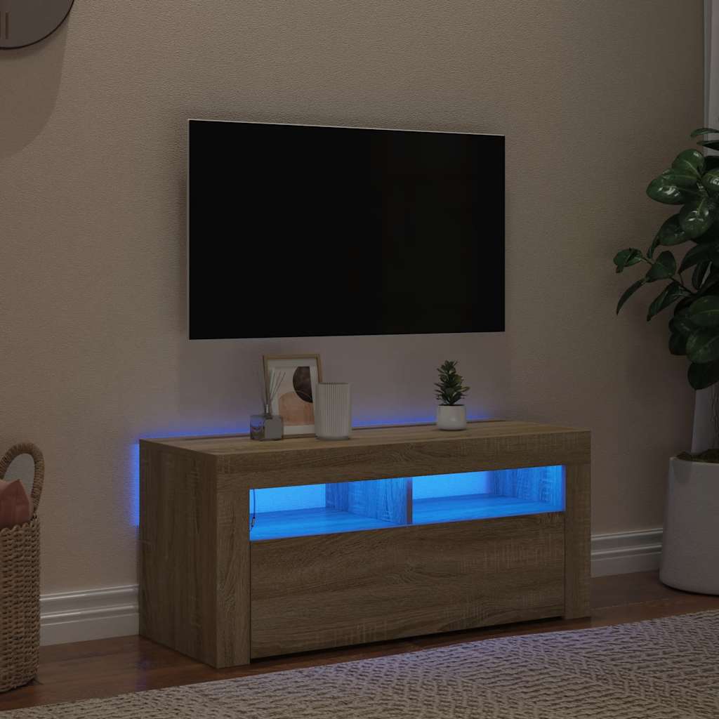 Mobile Porta TV con Luci LED Rovere Sonoma 90x35x40 cm cod mxl 13609