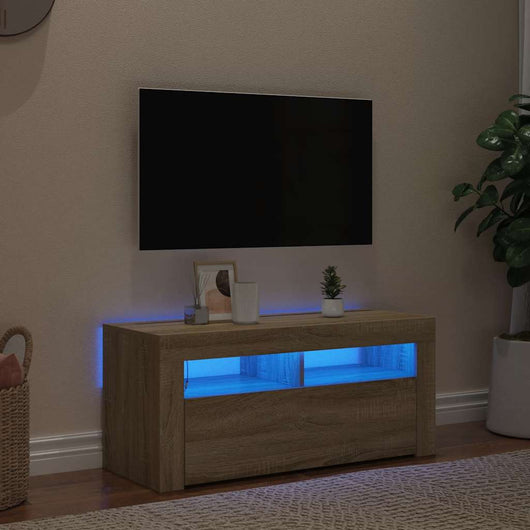 Mobile Porta TV con Luci LED Rovere Sonoma 90x35x40 cm cod mxl 13609