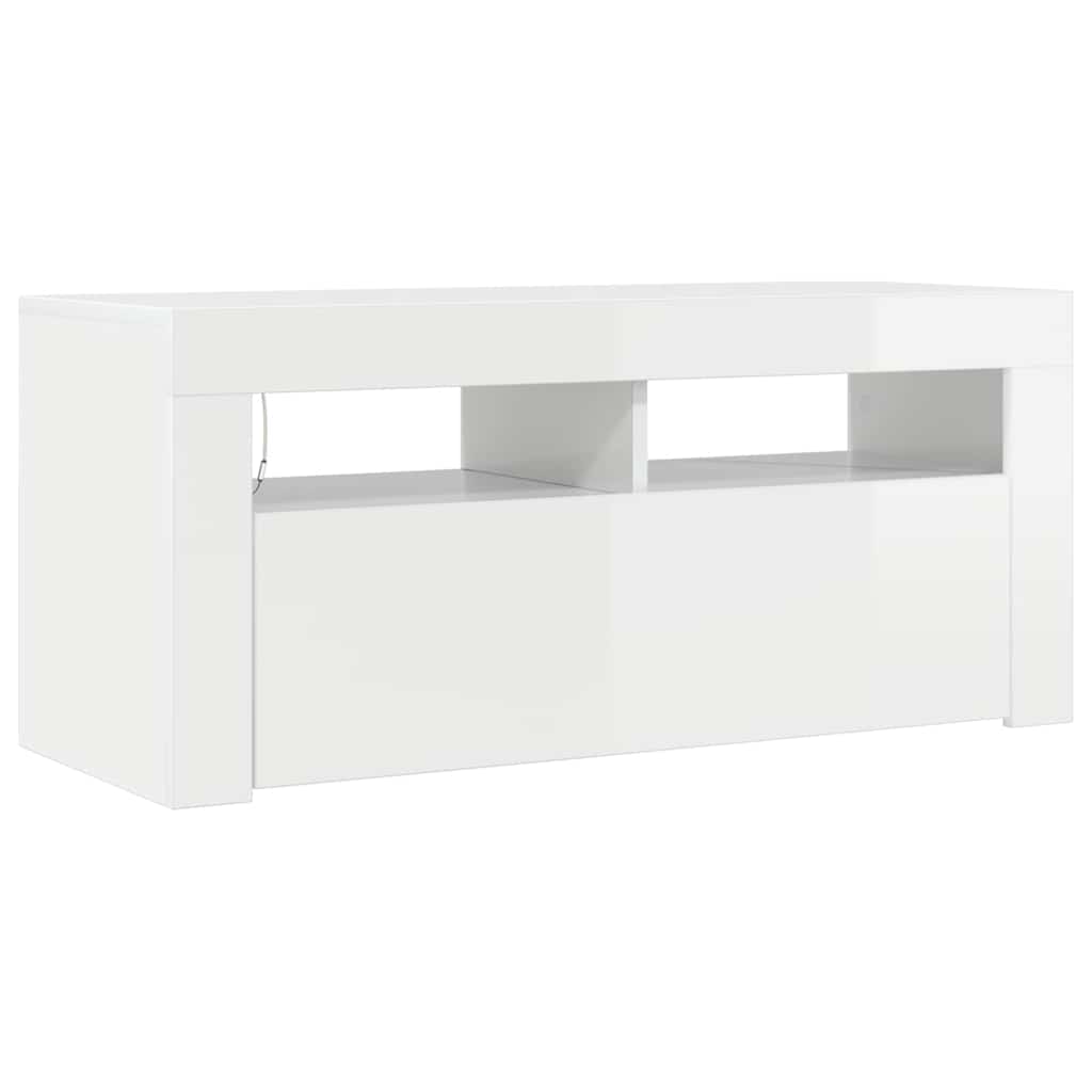 Mobile Porta TV con Luci LED Bianco Lucido 90x35x40 cm cod mxl 52906