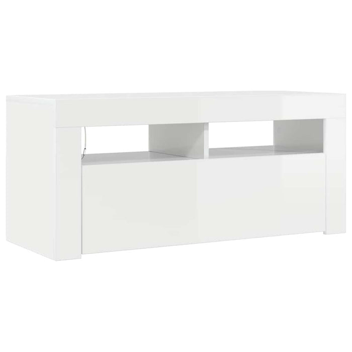 Mobile Porta TV con Luci LED Bianco Lucido 90x35x40 cm cod mxl 52906