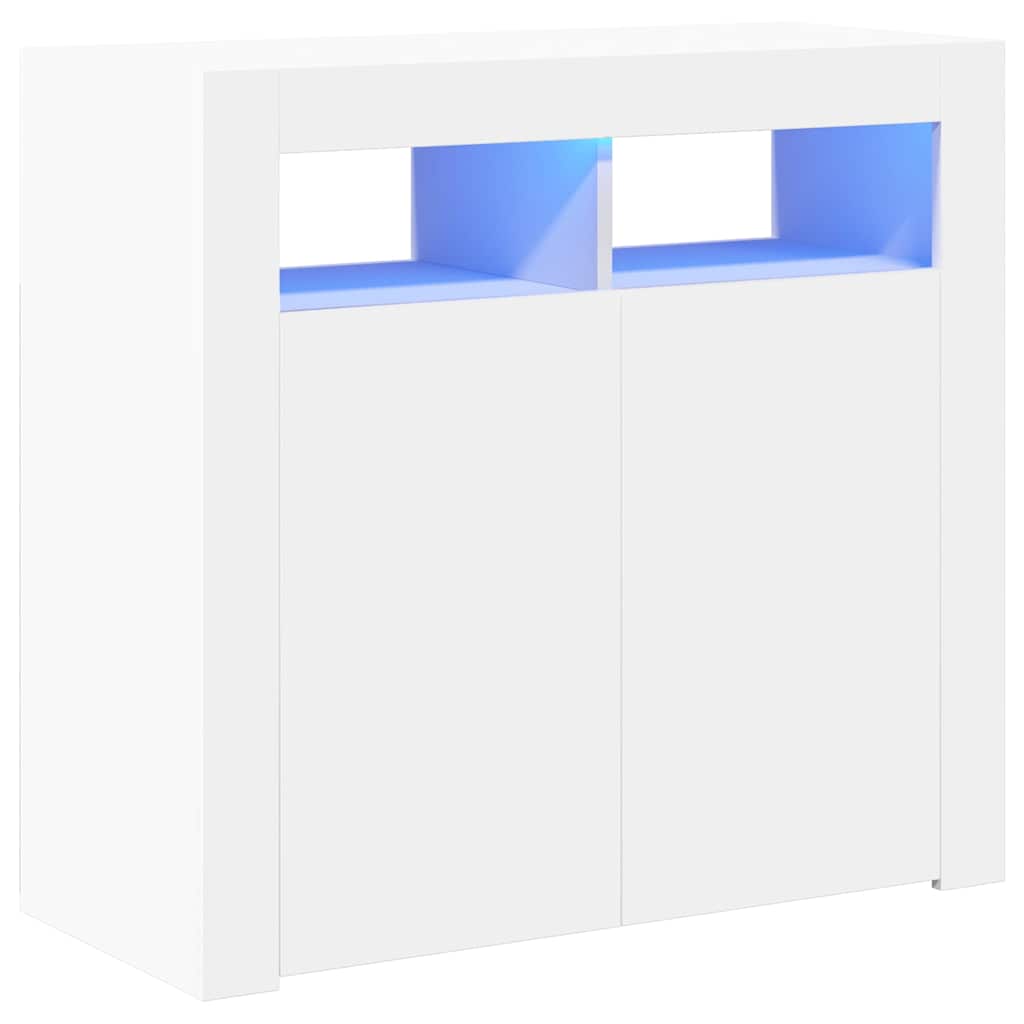 Credenza con Luci a LED Bianca 80x35x75 cm