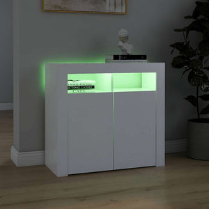 Credenza con Luci a LED Bianca 80x35x75 cm