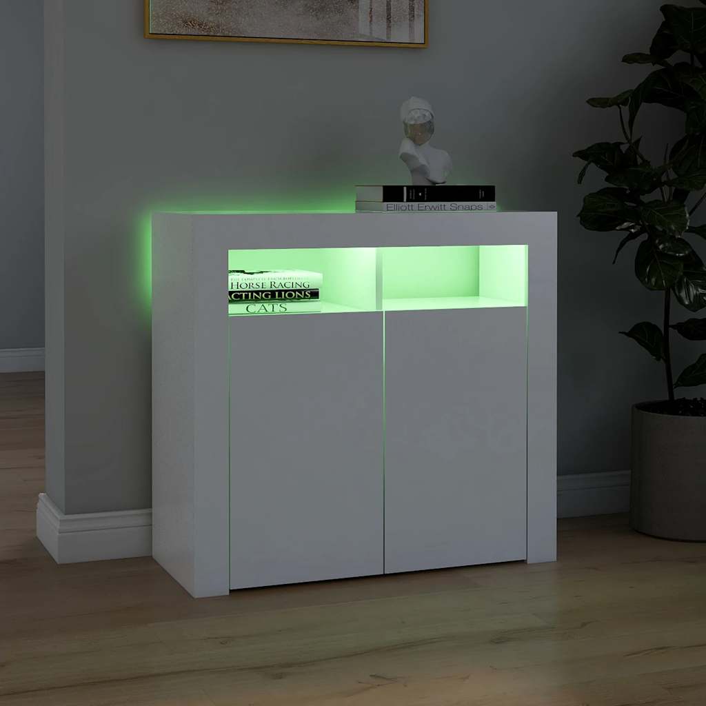 Credenza con Luci LED Bianca 80x35x75 cm 804328