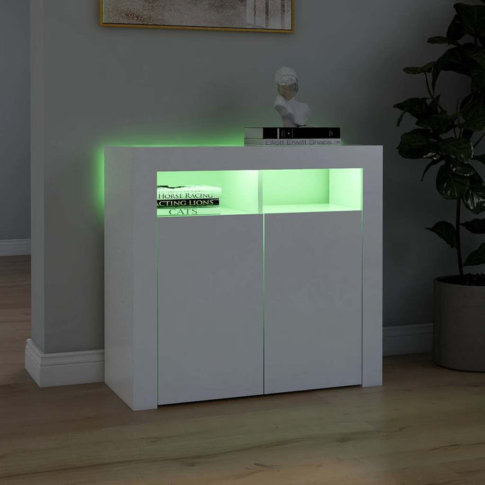 Credenza con Luci LED Bianca 80x35x75 cm 804328