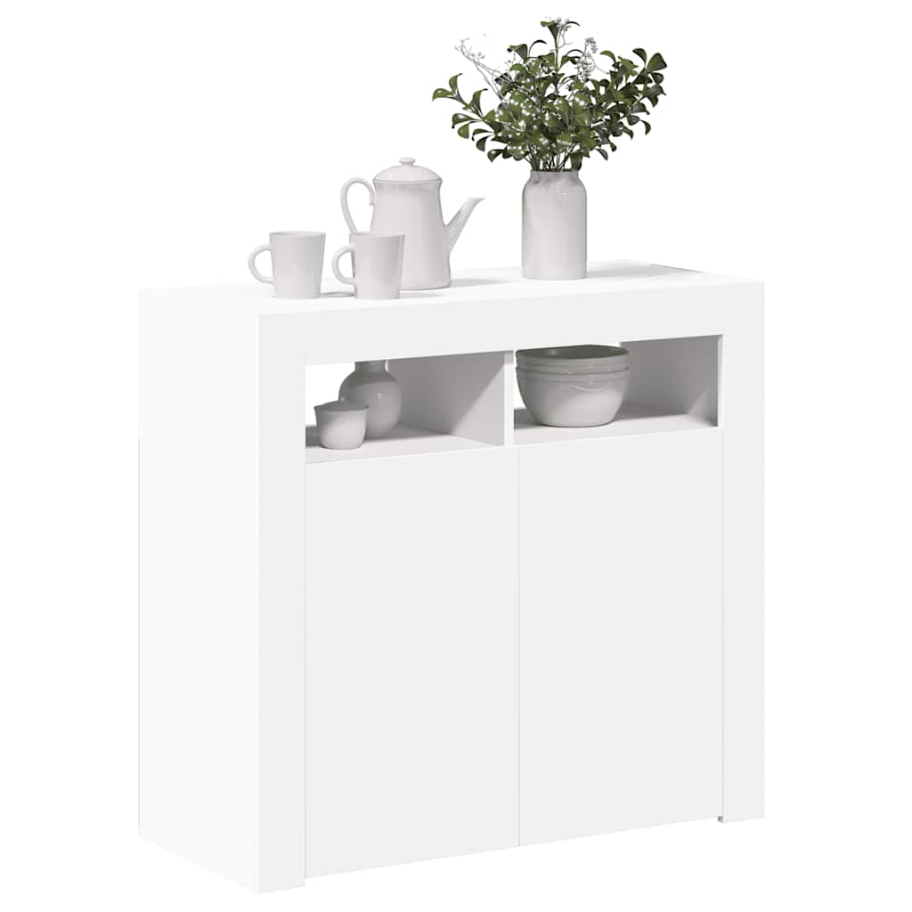Credenza con Luci a LED Bianca 80x35x75 cm