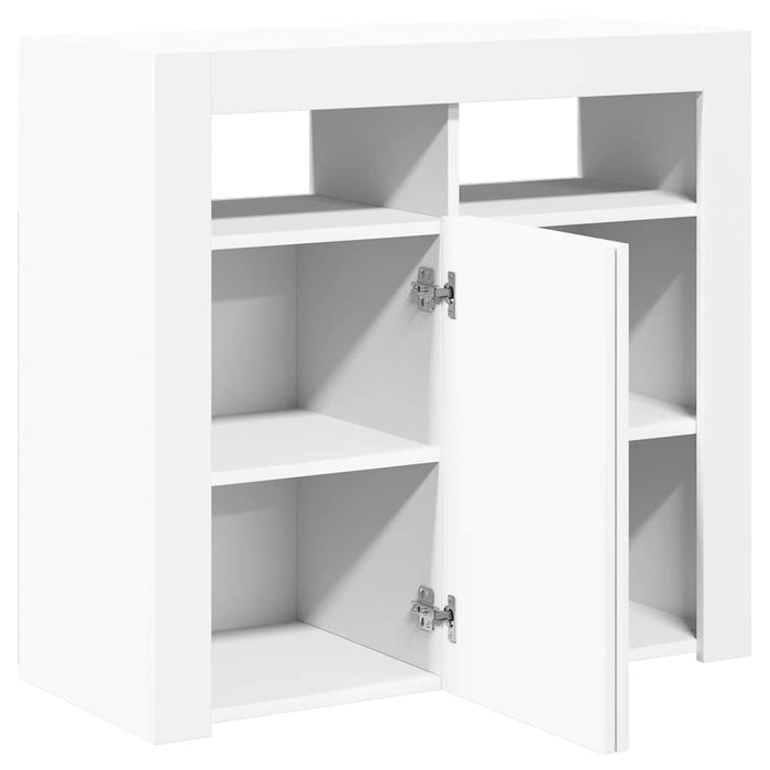 Credenza con Luci a LED Bianca 80x35x75 cm