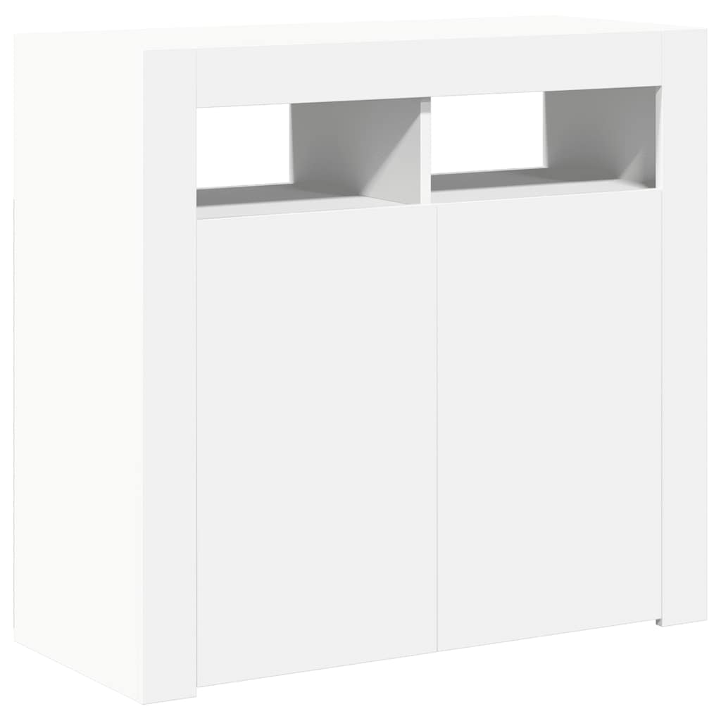 Credenza con Luci -Buffet-Armadio da cucina Bianca 80x35x75 cm