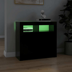 Credenza con Luci LED Nera 80x35x75 cm