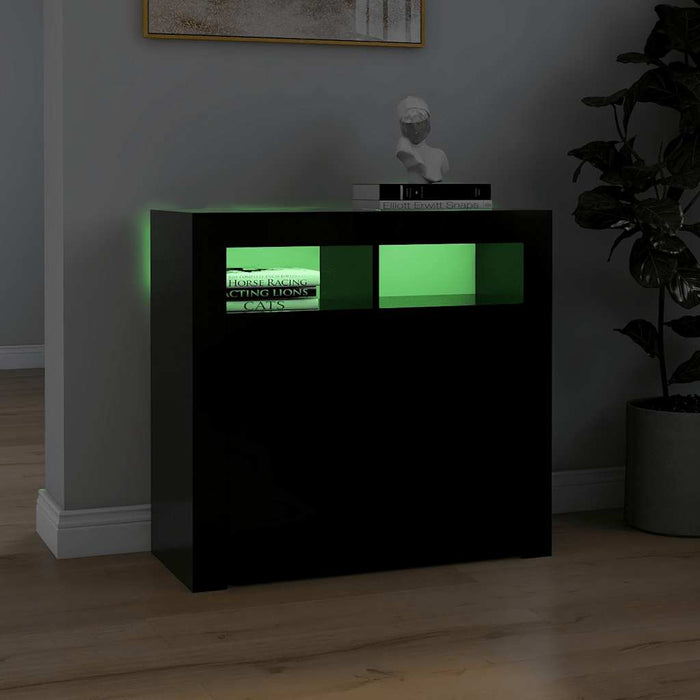 Credenza con Luci LED Nera 80x35x75 cm