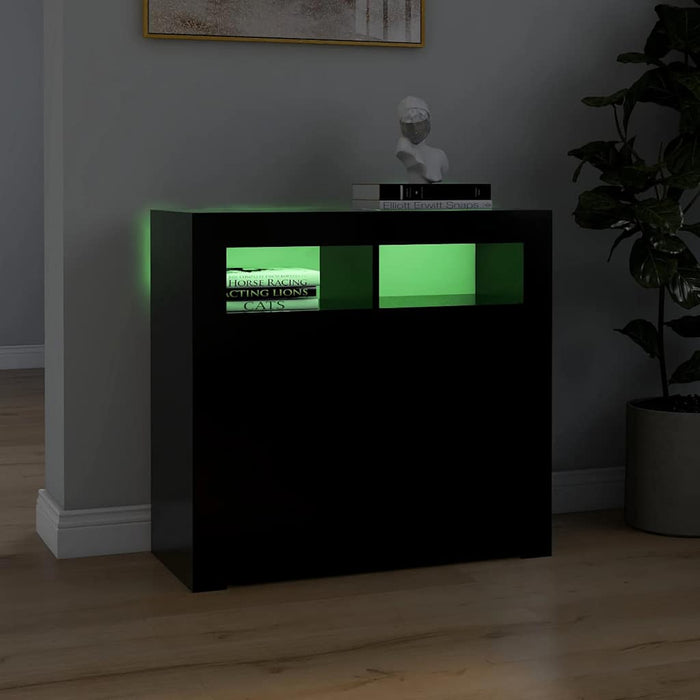 Credenza con Luci LED Nera 80x35x75 cm 804329