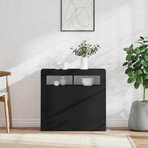 Credenza con Luci LED Nera 80x35x75 cm