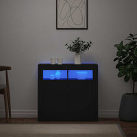 Credenza con Luci LED Nera 80x35x75 cm