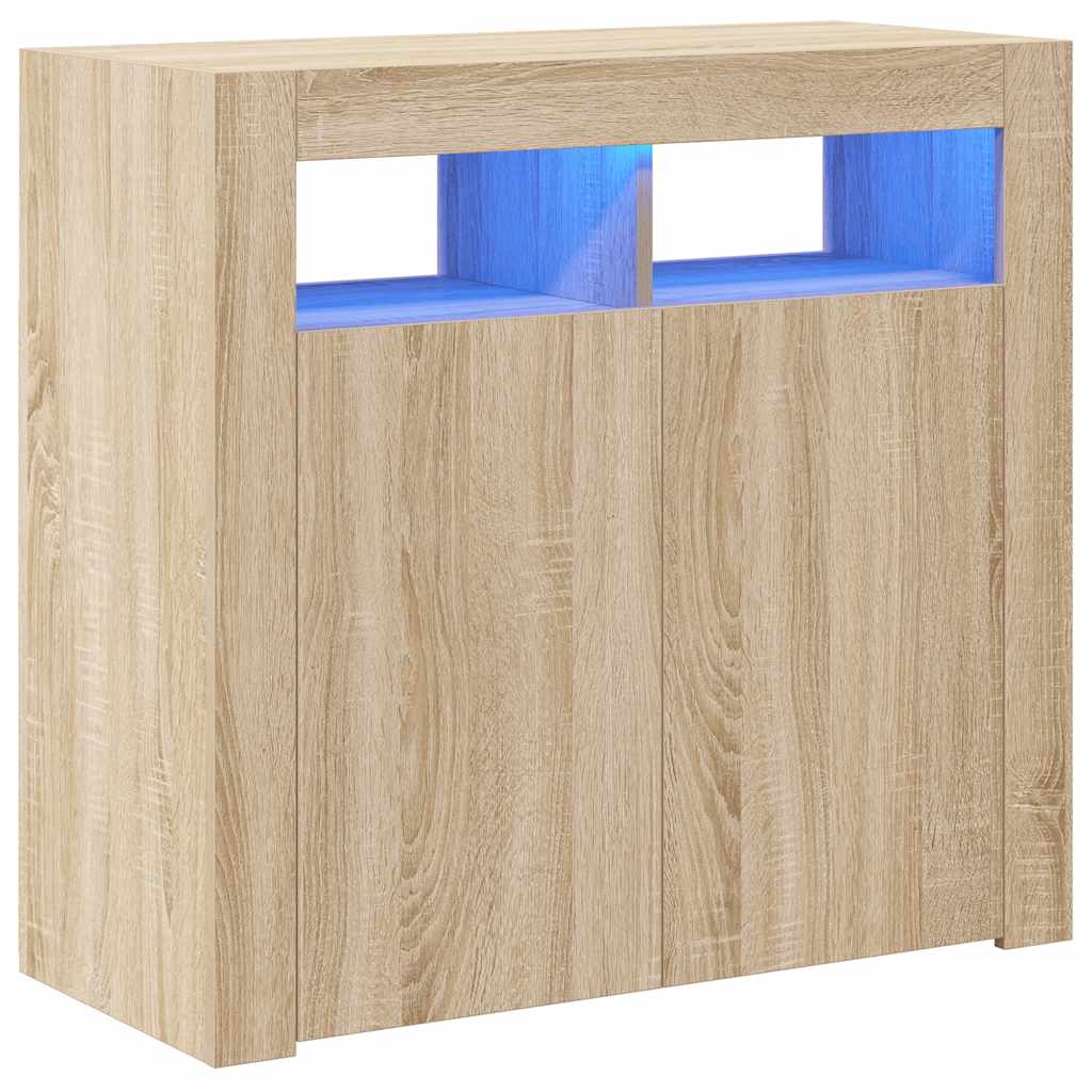Credenza con Luci LED Rovere Sonoma 80x35x75 cm 804331